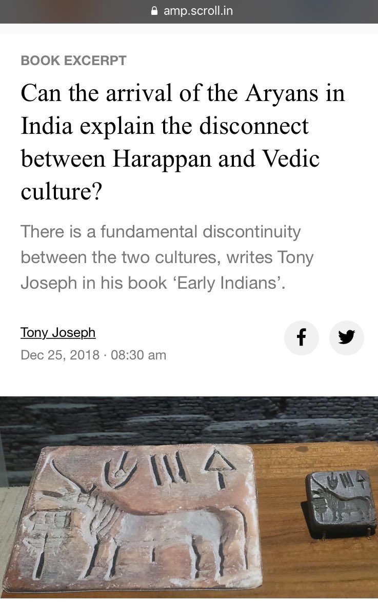 N/n In this thread (24 tweets)I’ve picked problems in article by  @tjoseph0010 that supports “Aryan Migration Theory” written with excerpts from his book “Early Indians”.I invite Tony sir to respond this rebuttal should he have enough substance.  https://twitter.com/aabhas24/status/1166238194976735232?s=21