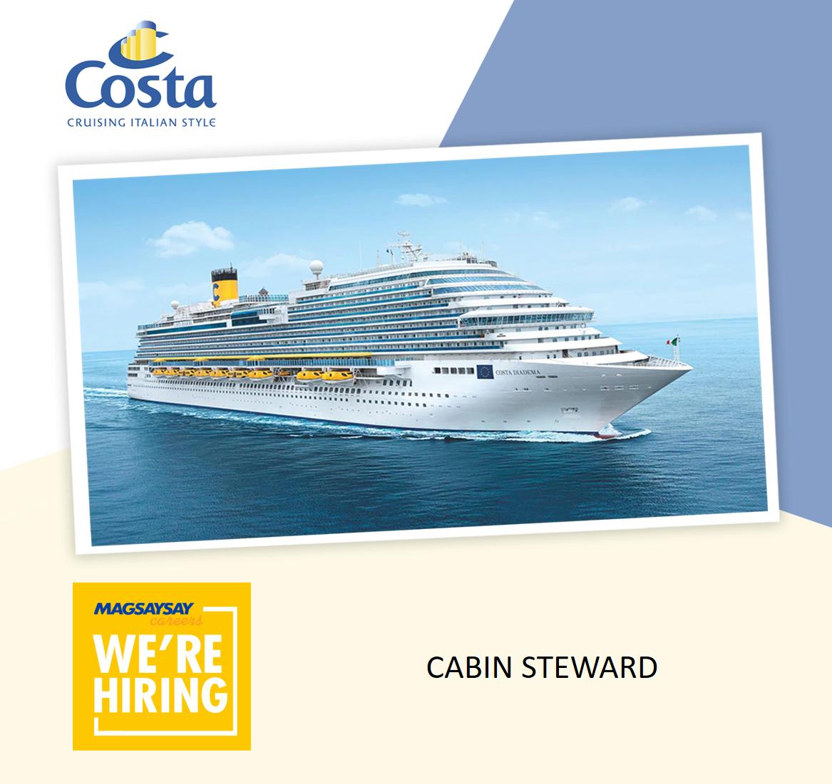 Magsaysay Careers On Twitter We Are Hiring Cabin Stewards To Be Part Of Our Costa Housekeeping Team That Provides An Oasis Of Comfort To Our Guests On Board To Know More About