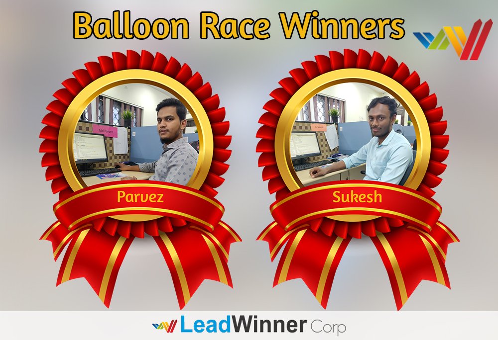 leadwinnercorp's tweet photo. Balloon Race Winners
#BalloonRace #Leadwinner #Funatworkplace #Workplacejoy
@parvezmd48 @SukeshGampa https://t.co/qqxloNe4Qy