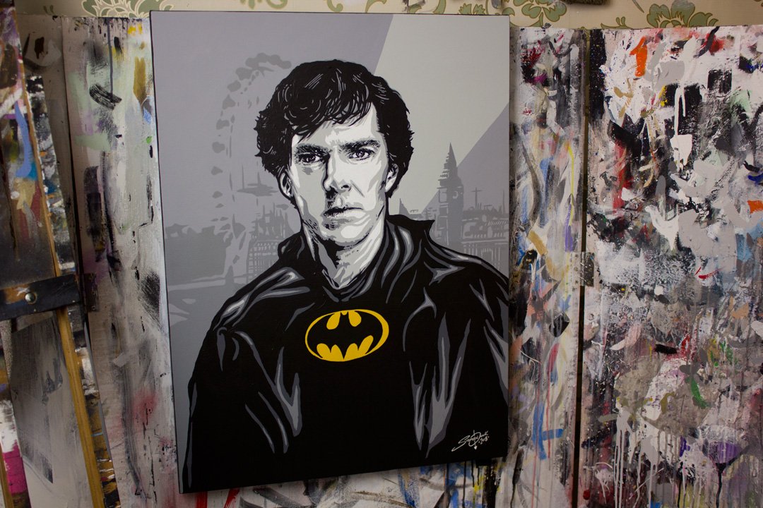 StephenQuickArt's tweet photo. 'The Greatest Detective Sherlock / Batman mash up #painting - https://t.co/qd0A7lVJAs

#sherlock #batman #BenedictCumberbatch #art #poprt https://t.co/lP6HnIDPZw