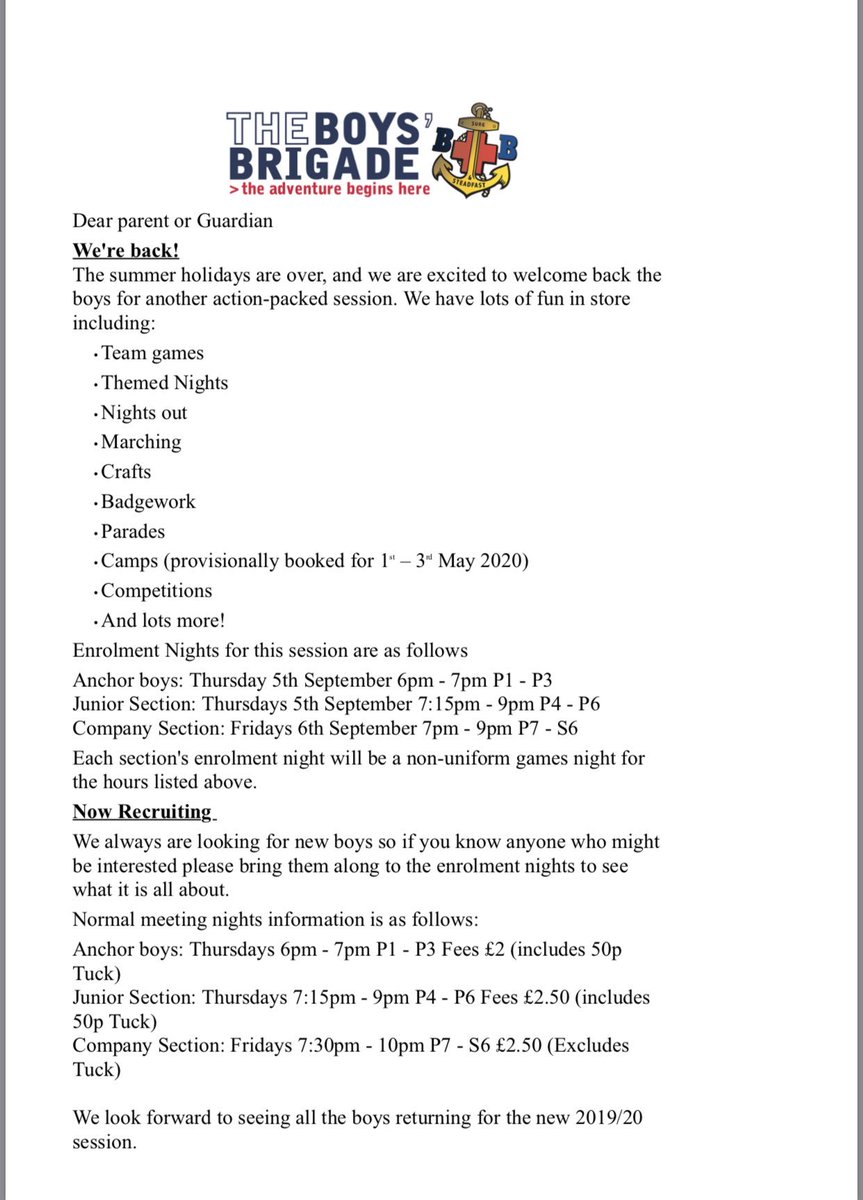 10thCoatbridge's tweet photo. @TownheadPS @bargeddieps @GlenboigPS please see all the details  of when and what we do on a weekly basis and come along next week to see what it’s all about. New and returning members are always welcome. https://t.co/Jr1sh5UsyP