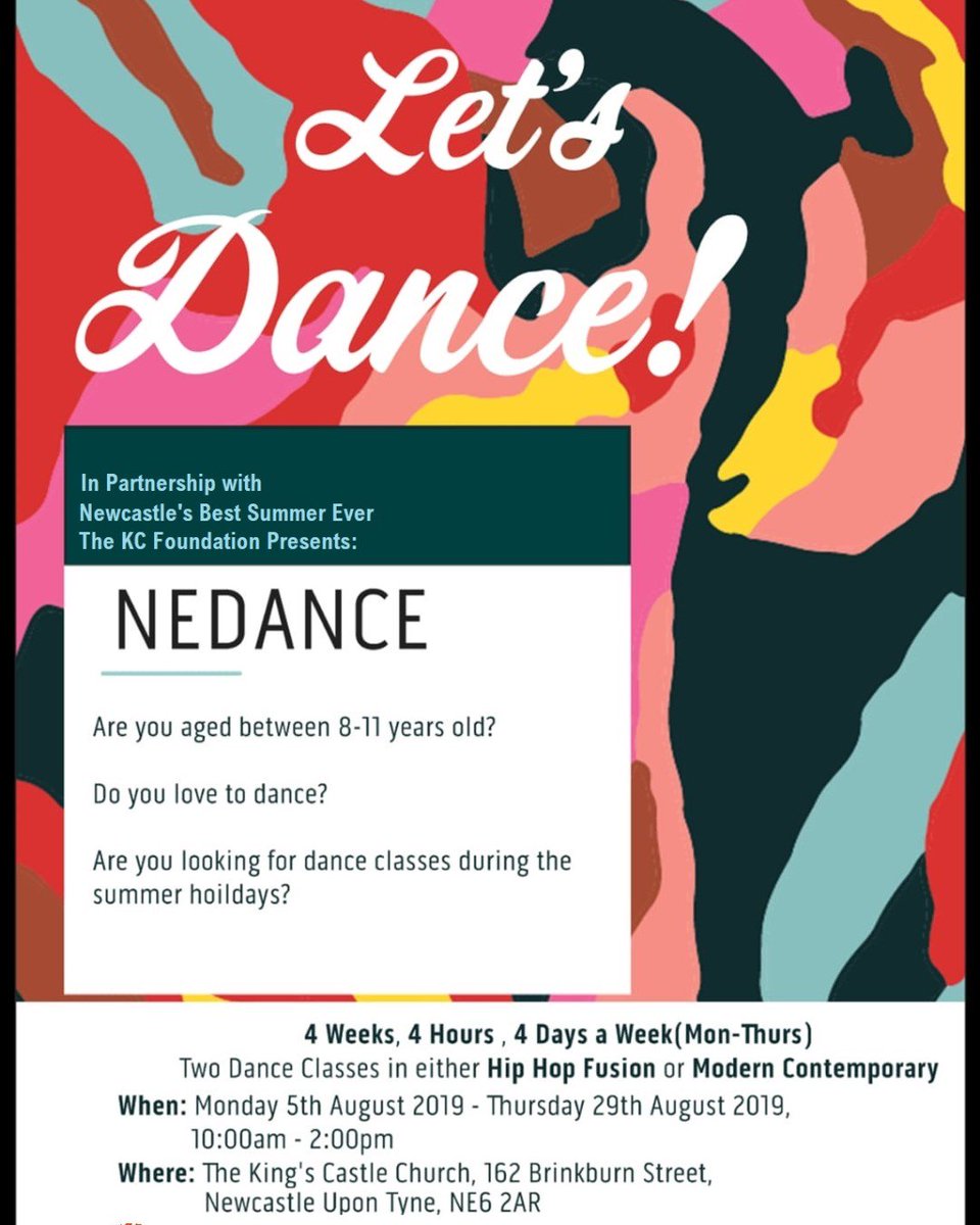 TKCCNewcastle's tweet photo. Hello, do you know that summer dance activities continue today at The King's Castle Church? Children can join us Monday  to Thursday 29th August, 10am-2pm. 
See you at 10am

#NEdance #NBSE #dance #drama #music #kingscastlechurch #community #laughter #dancers #contemporary #hiphop https://t.co/58szKSarbS
