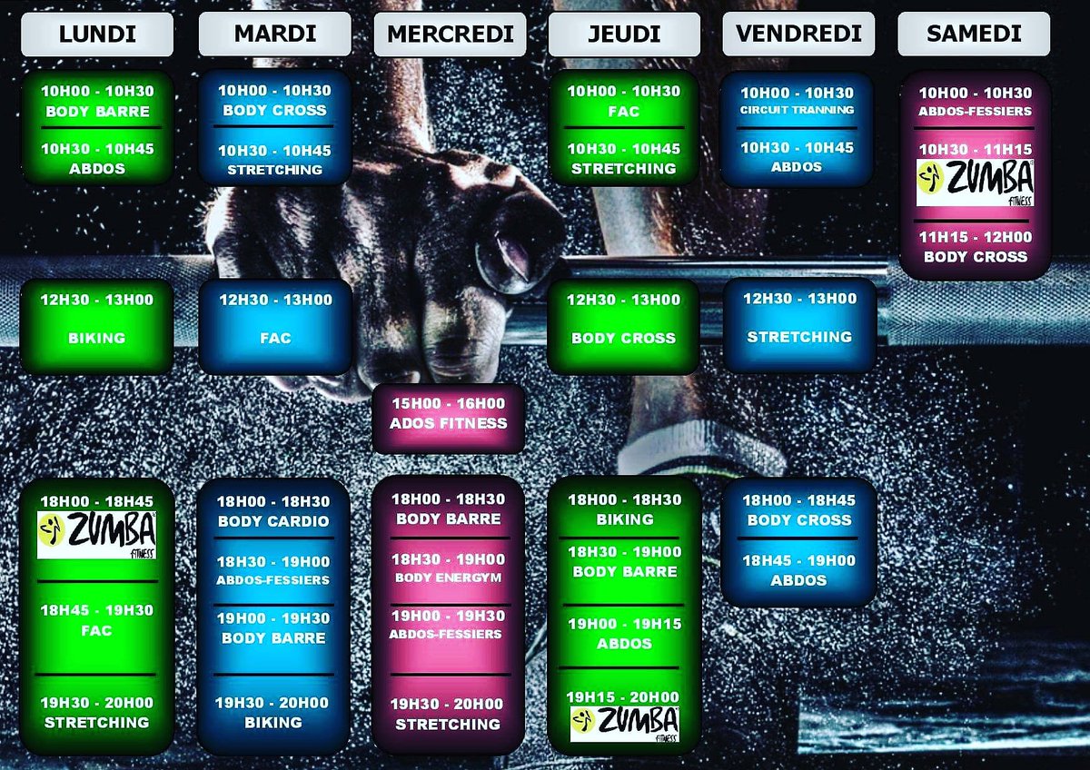 Planning de cours collectifs pour la rentrée 2019 😊.
#fougères #fitness #fitfam #zumba #courscollectifs #body #Bretagne #onlacherien