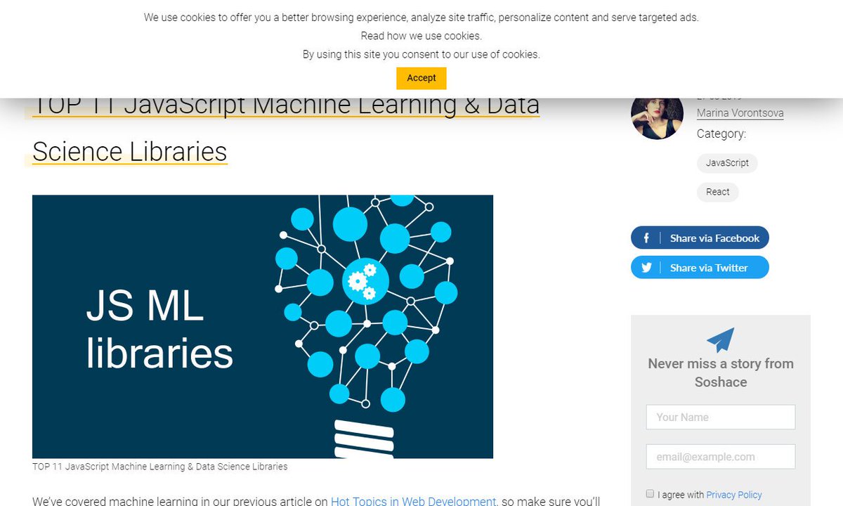 botcide's tweet image. TOP 11 JavaScript Machine Learning & Data Science Libraries
#javascriptmachinelearning #datasciencelibraries #machine #data #browser #chatbot
via blog.soshace.com
☛ amp.gs/S6s5