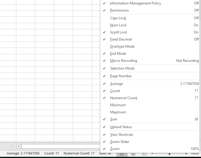 eXPD8Analytics's tweet photo. Many of us use the Status bar at the bottom of an Excel Sheet to get a quick summary of highlighted information. But did you know that you can add additional statuses, such as Numeric count, Min and Max, by right clicking on the status bar? #Excel https://t.co/wtxpWcC9Du