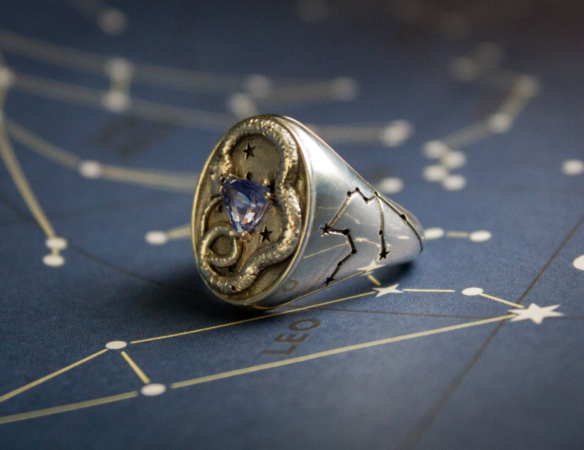 Ajesna's tweet photo. New ring is read :)) #silver #3djewellery #stasiewicz #uroboros #stars #ring #tanzanite #3D https://t.co/mw1Oyk9fcU