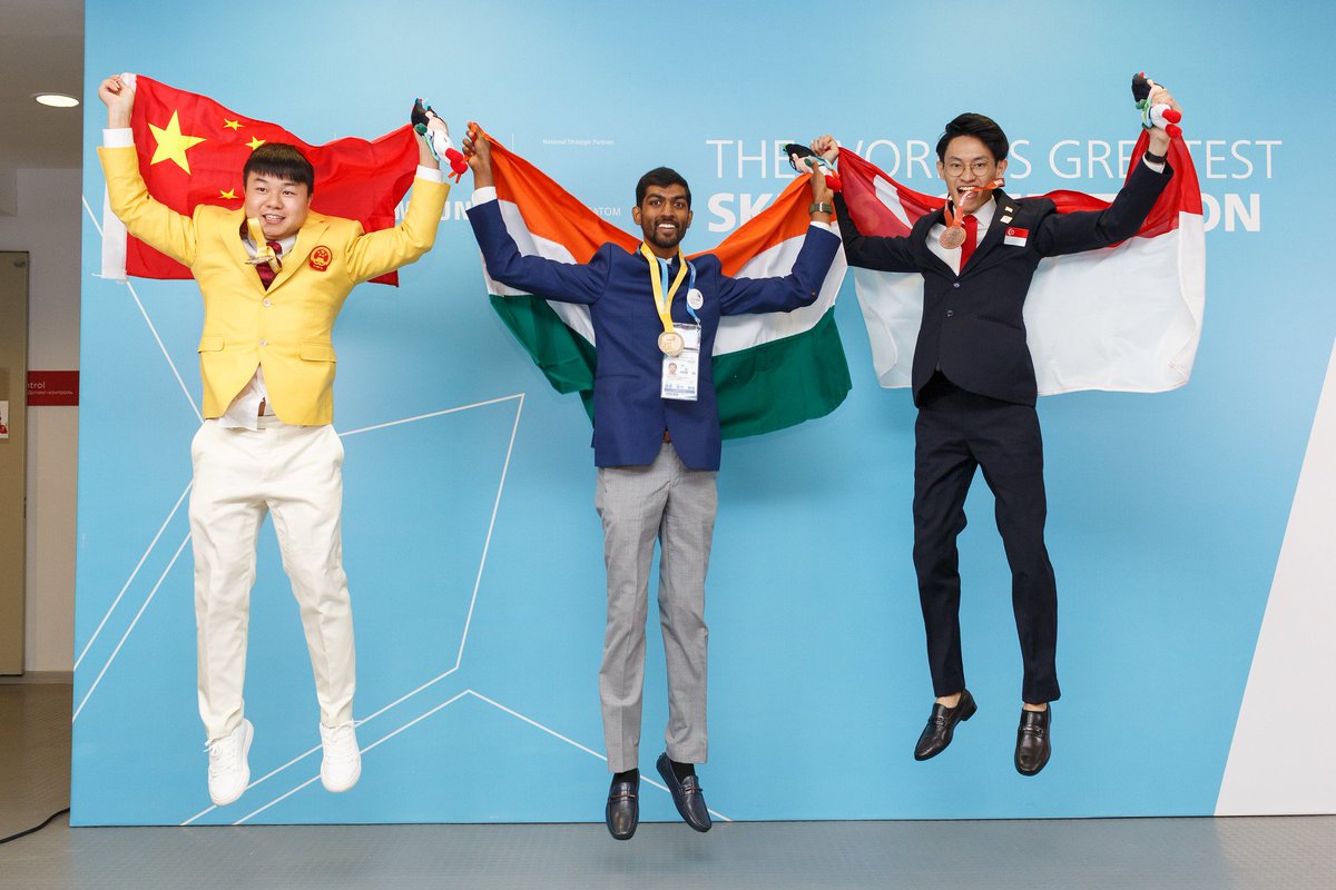 NSDCIndia's tweet photo. A journey which started in March 2018, has culminated in this historic performance by Team India at the Olympics of Skills aka @WorldSkillsKZN 2019 in Russia. It's a matter of great pride to finish 13 among the 63 countries who participated at the event. #IndiaWinsAtKazan https://t.co/25M1o023Ju
