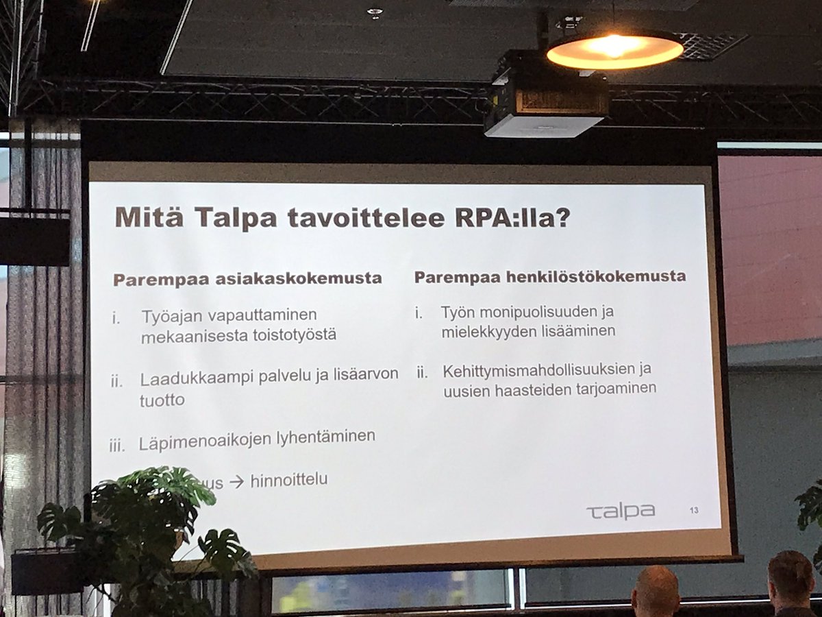 #Talpa:n Aina-Ilona-robotilla tavoitellaan parempaa asiakas- ja henkilöstökokemusta ja sitä kautta konkretisoidaan liiketoimintahyödyt 👏#mostdigital #RPA2019