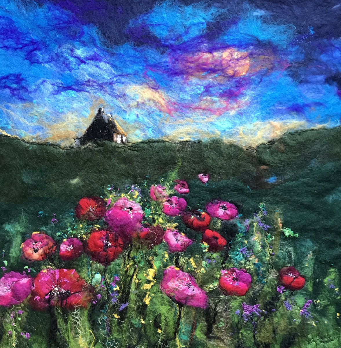 #festival #exhibition <a href="/moy_mackay/">Moy Mackay Gallery</a> gallery #Peebles #creativepeebles ends 9th September #feelslikeheaven is a felted painting by artist #moymackay who uses merino fleece and stitch as her medium moymackaygallery.com/product-catego…