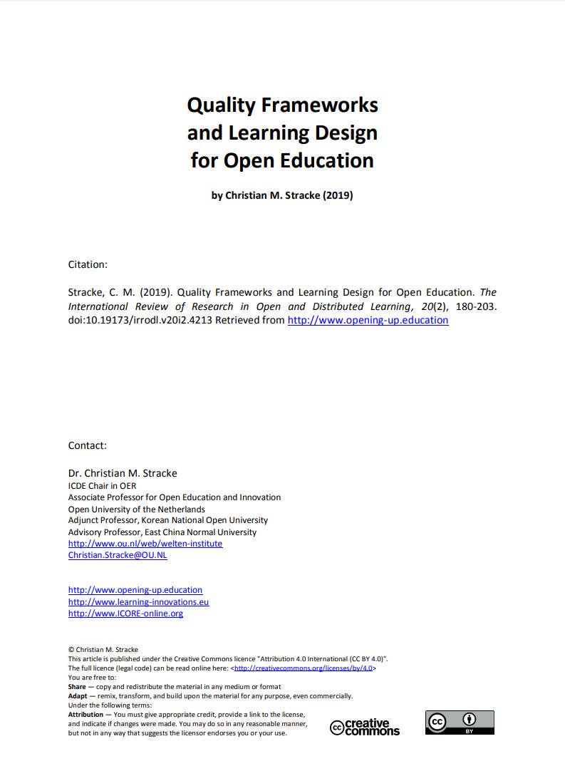 OU_Edu_science's tweet photo. Available
@ChrMStracke's #IRRODL article on #QualityFrameworks & #LearningDesign for #OpenEducation with the #OpenEdFramework
Download now at https://t.co/cBXES4eMDt …
#OER #openEd #TEL #EdTech https://t.co/GZ4ueApHqQ