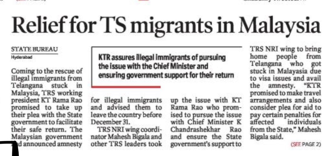 mbigala's tweet photo. Appeal to Telangana Government to help TS Migrants in Malaysia to utilize the Amnesty Program @KTRTRS @RaoKavitha @TelanganaCMO @trspartyonline 

https://t.co/VmjyLgAnv5 https://t.co/dv2EFrbUWe