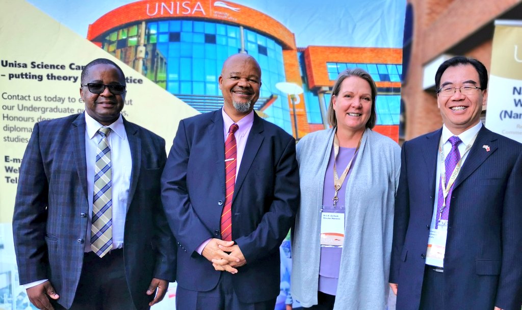UnisaCSET's tweet photo. Professor Bhekie Mamba, ED of #CSET@unisa and Prof Mandla Makhanya @unisa VC, Dr De Kock Director #iNanoWS and Prof. Zhenyu Cui from @TianjinOpen Launch of Hollow Fibre Membrane Spinning System @TianjinOpen @unisaradio @UnisaRandI https://t.co/zjTtNZdAws