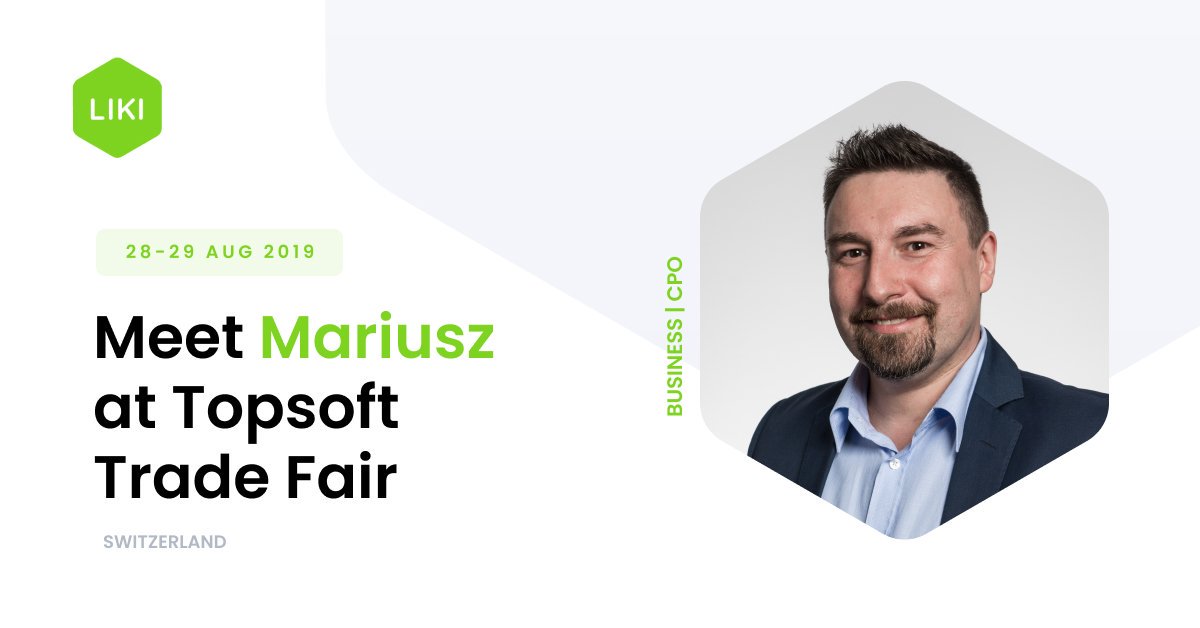 LikiMobile's tweet image. Meet Mariusz Walczak at #Topsoft #TradeFair in #Switzerland at stand no 71 👋He will be happy to talk to you about future cooperation and top IT trends🙂
#WeLikiIT #Topsoft2019 #TopsoftFachmesse #swiss #ITConsulting  #BigData #AI #IoTSecurity #TechTrends #TechNews #technology