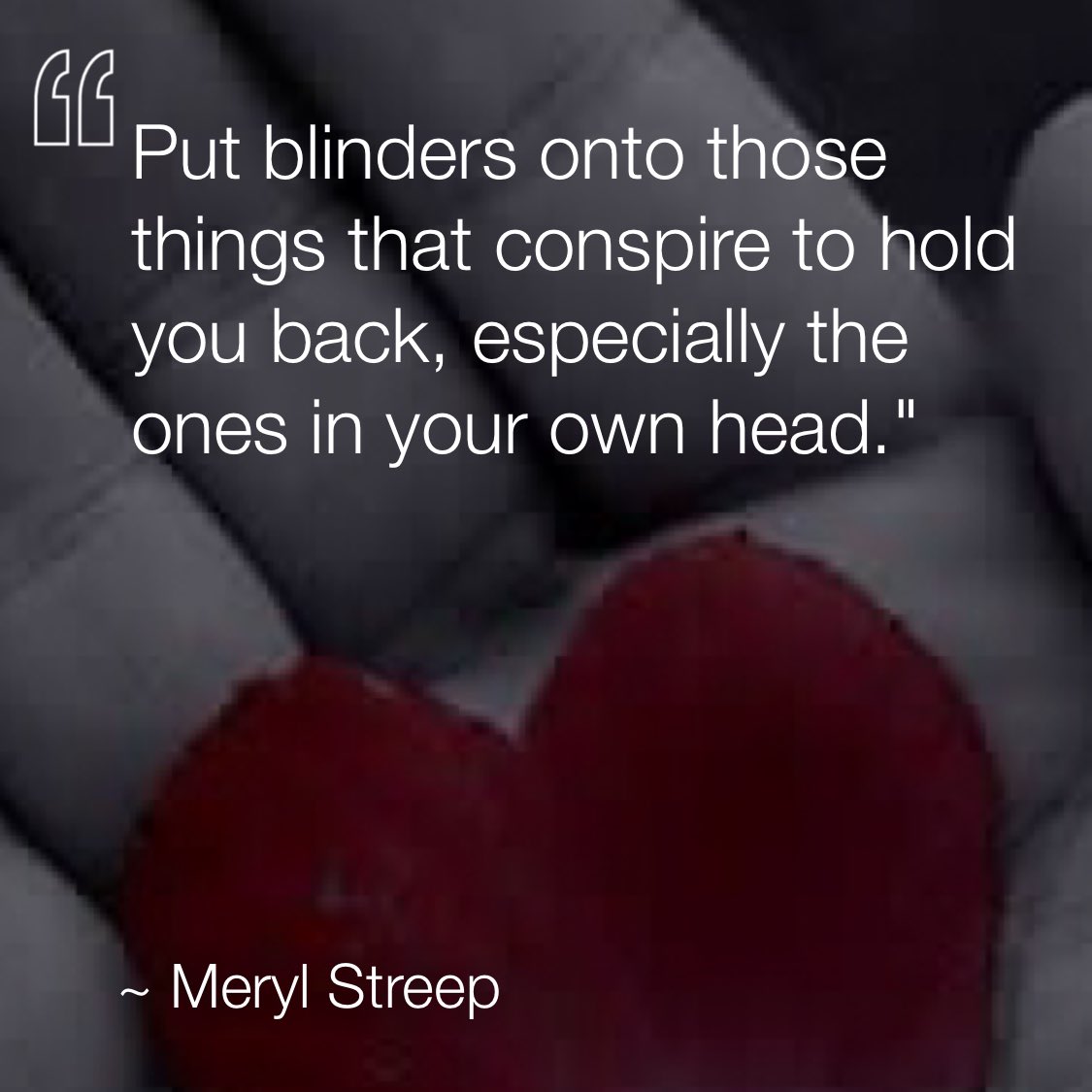 Put blinders onto those things that conspire to hold you back, especially the ones in your own head. —Meryl Streep via <a href="/dailyqotdapp/">DAILYQOTDAPP</a> #dailyqotdapp