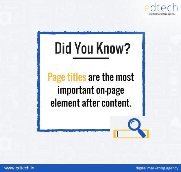 edefiner's tweet photo. Do you know that Page Title is one of the most important on-page elements after content? Read the blog to learn more about how to optimize a site according to Google.

#Edtech #eDefinersTechnology #DigitalMarketing #Seo #SeoTips

Blog- https://t.co/6jroHhHIzr https://t.co/BYClu4HNRV