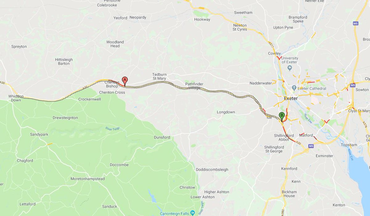 A serious crash has closed the A30 near Exeter this morning. Several vehicles have collided near Tedburn St Mary. The road is shut in both directions between Cheriton Bishop and the A377. #HeartNews