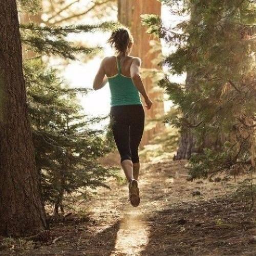 Хочешь быть бегай. Девушка бежит. Утренняя пробежка. Девушка бежит в лесу. Девушка на пробежке со спины.