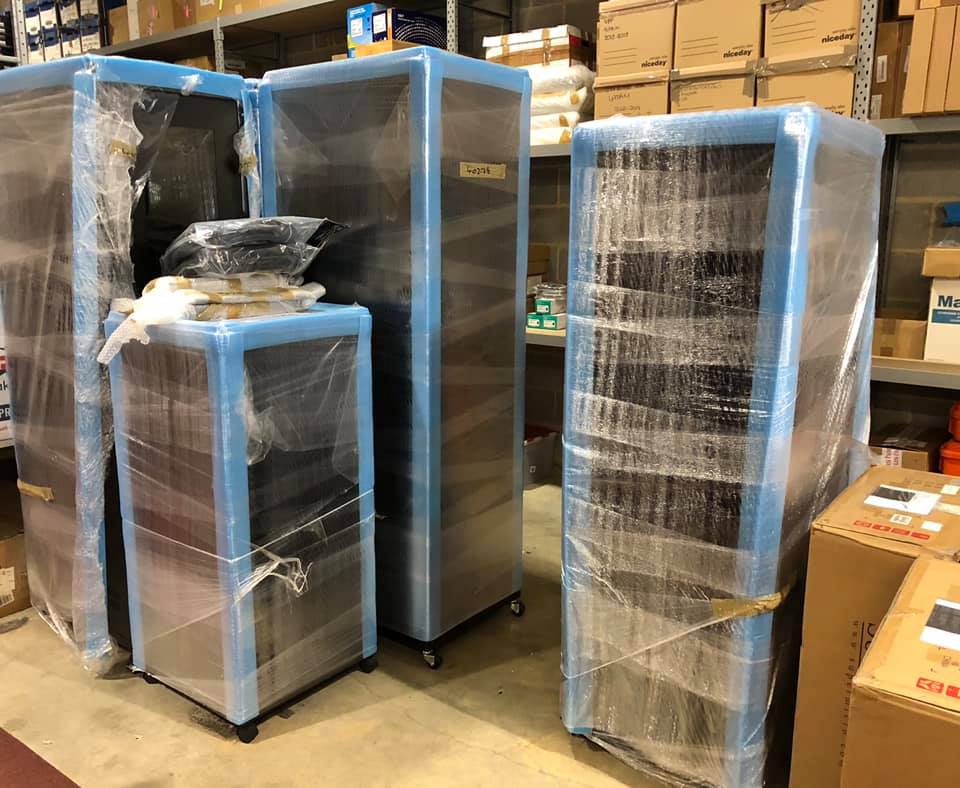 OmnexProFilm's tweet photo. Racks galore. 
Lots of projects on the go at present. 
From new RGB laser projector installations, complete cinema builds, screen additions and TMS library server works for customers in the Netherlands.
Next week it’s a Scottish installation. #UKCinema https://t.co/Fzqoqo6U4A