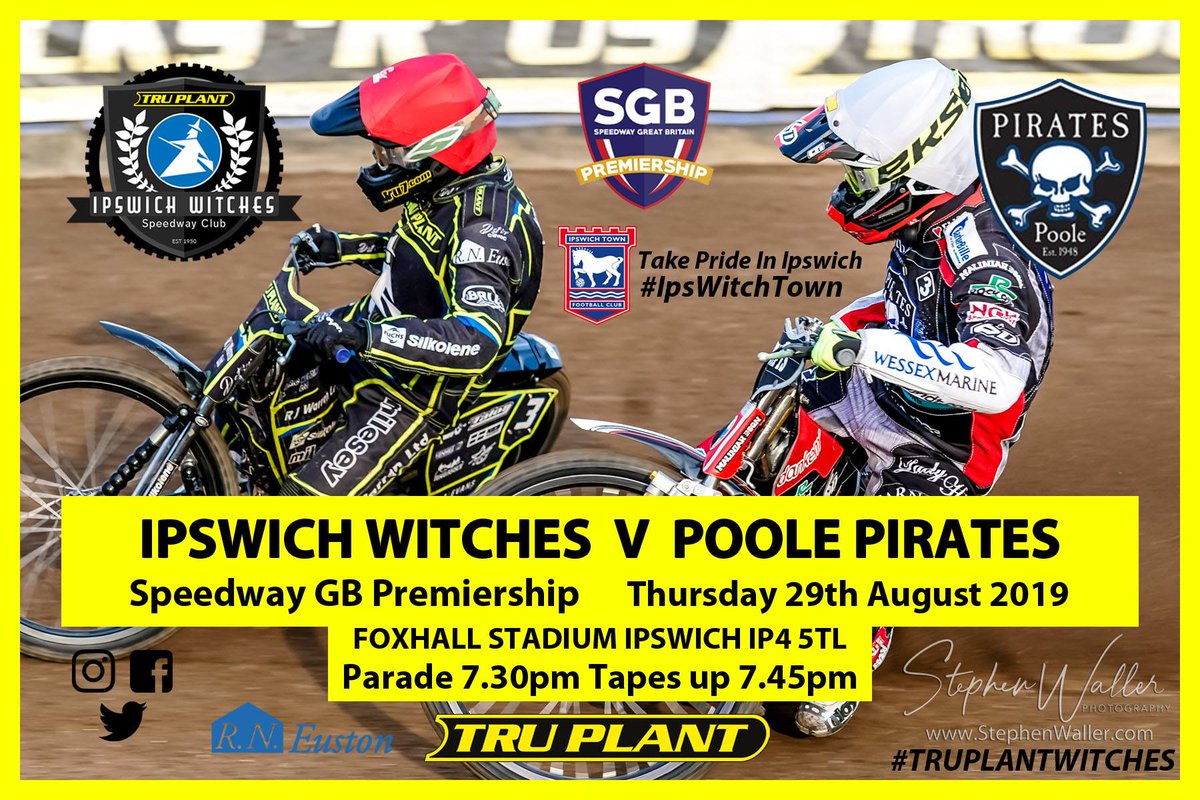 Ipswich Witches (@ipswichspeedway) on Twitter photo ๐ Take Pride In Ipswich โฝ๏ธ
To be in with a chance of winning a pair of tickets to the #TruPlantWitches v <a href="/poolespeedway/">Poole Pirates Speedway</a> meeting on Thursday and a pair of tickets to <a href="/IpswichTown/">Ipswich Town</a> v @shrewsweb on Saturday, just RETWEET this tweet and follow us!
#Speedway #ITFC #IpsWitchTown ๐ Take Pride In Ipswich โฝ๏ธ
To be in with a chance of winning a pair of tickets to the #TruPlantWitches v <a href="/poolespeedway/">Poole Pirates Speedway</a> meeting on Thursday and a pair of tickets to <a href="/IpswichTown/">Ipswich Town</a> v @shrewsweb on Saturday, just RETWEET this tweet and follow us!
#Speedway #ITFC #IpsWitchTown