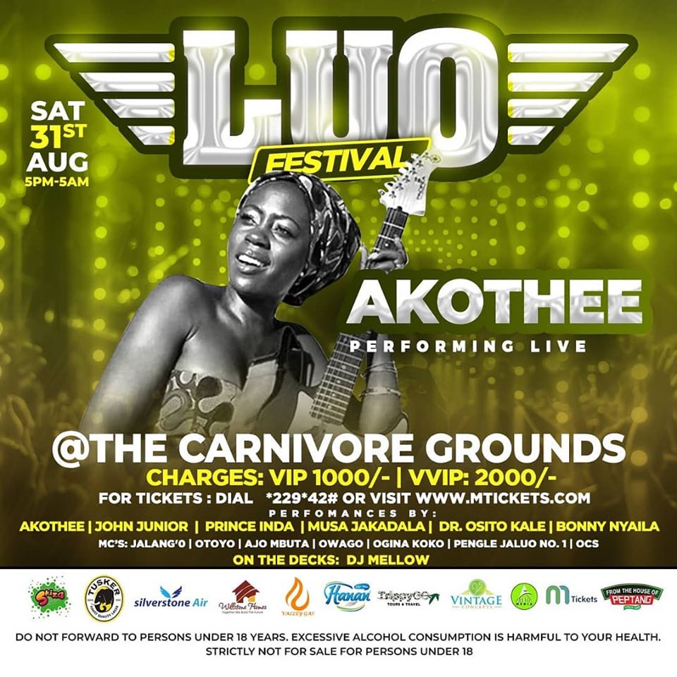 LuoFestival's tweet photo. Madam Boss @AkotheeKenya will be performing live at #LuoFestival this Saturday at Carnivore Grounds!
Buy tickets now on https://t.co/Uq13j9QlRq or dial *229*42#
Charges: VIP 1,000/- VVIP 2,000/-
#LuoFestival https://t.co/NPBr9KZvRp