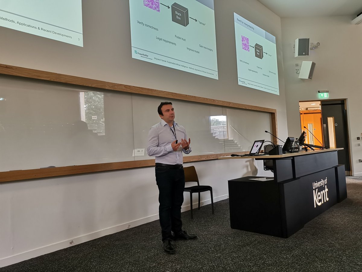 aholzin's tweet photo. @ares2019 #cdmake #aiconference keynote on #explainableAI wojciech samek https://t.co/7UmNx1O9mh