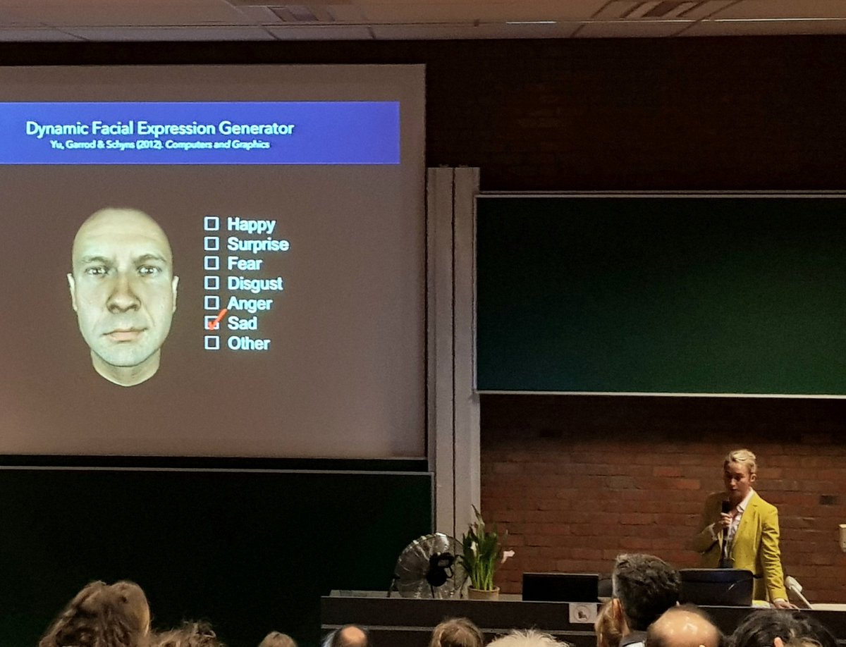 4 universal facial expressions of emotion: how the research was carried out and the modelling involved. Great work by @rachaelejack and team #ECVP2019.