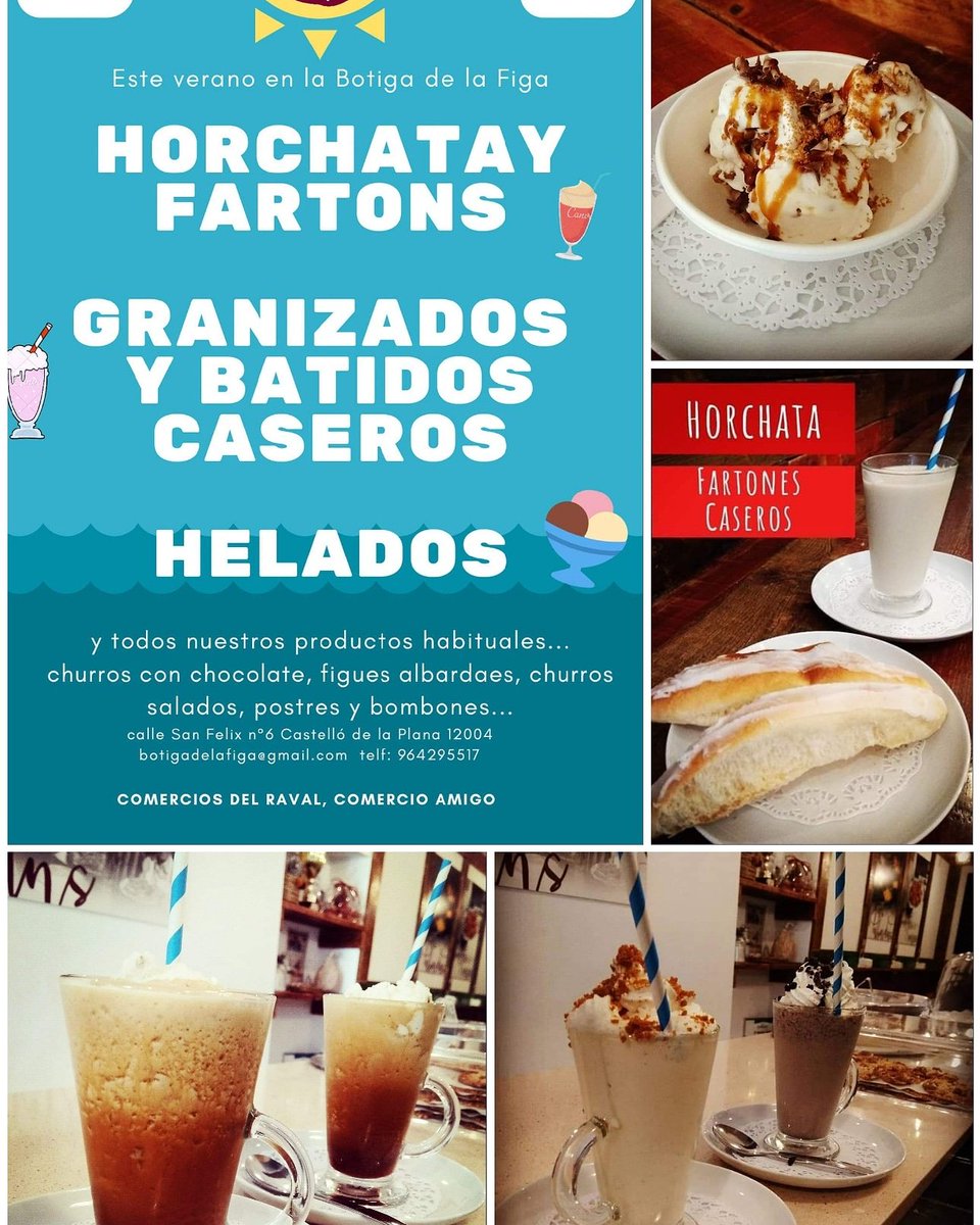BotigadelaFiga's tweet photo. ABIERTO !!
Buenos días #Botiguer@s!, una #horchata? #helado? #Chocolate con #churros...? Lo que más te apetezca...
Aún en horario de #verano, de martes a sábado de 8:30 a 13:30 
Os esperamos! https://t.co/Fs0ZW6Hpqu