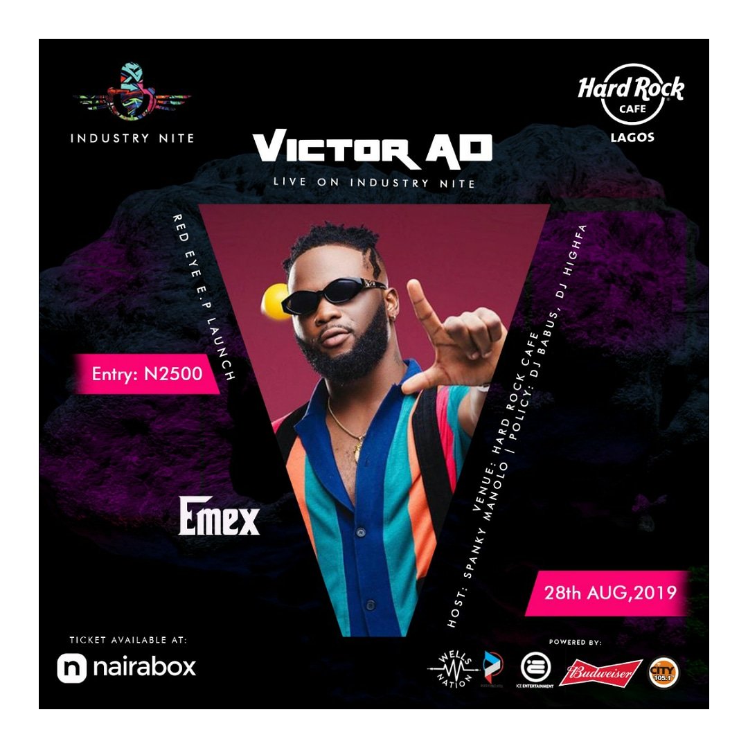 itsrobbylaw's tweet photo. If we dont see you, at @victor_adere Industry Nite, Wetin You Gain?  Come party with @EmexEOT For VictorAD Red Eye EP Launch https://t.co/KG5Zuik3W2