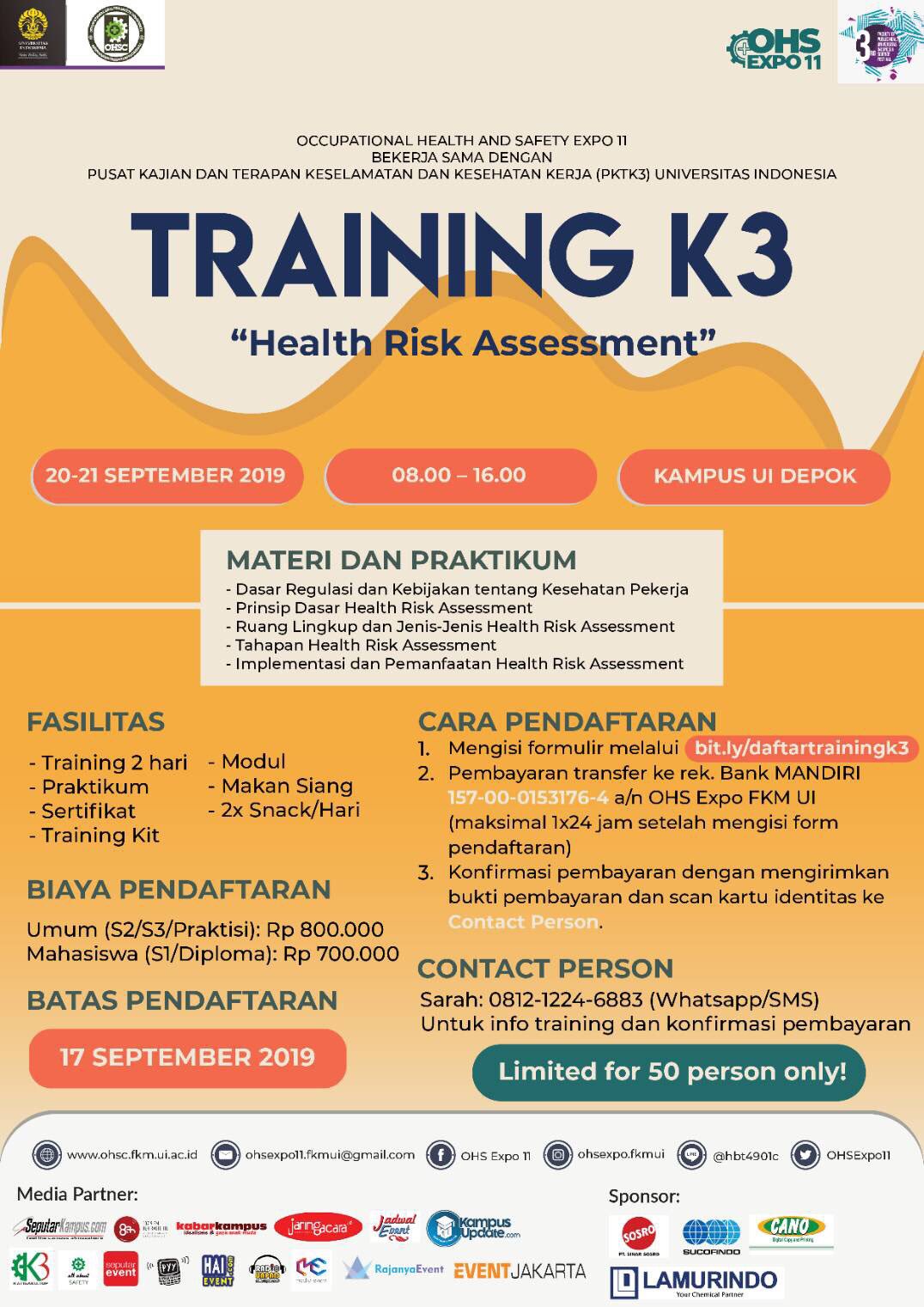 ØªÙˆÙŠØªØ± Kampus Update Ø¹Ù„Ù‰ ØªÙˆÙŠØªØ± Ohs Expo Fkm Ui 11 Bekerja Sama Dengan Pusat Kajian Dan Terapan Keselamatan Dan Kesehatan Kerja Pktk3 Ui Mempersembahkan Training K3 Dengan Membawa Topik Health Risk