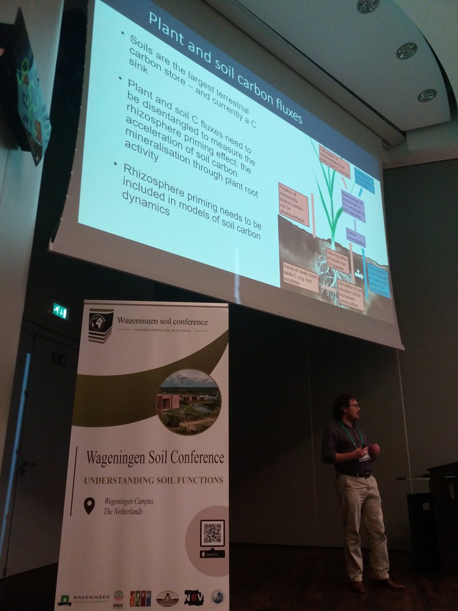 WageningenSoil's tweet photo. Chris McCloskey from @Cranfield university & @JamesHuttonInst partitioning plant and soil carbon fluxes #soilstars @Soil_Science #WSC2019 https://t.co/NBQ8kuu1cw