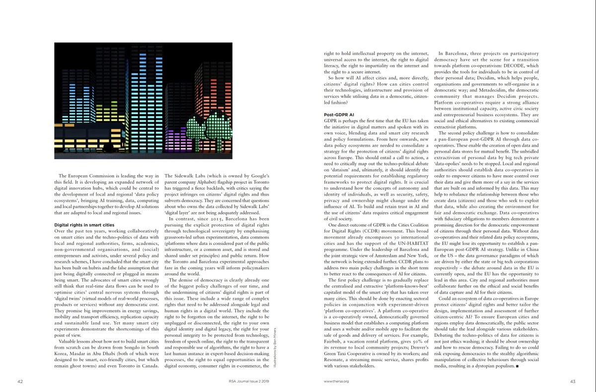 ICalzada's tweet photo. #Data Spaces and #Democracy

my article being published by @theRSAorg journal

👉https://t.co/JInuNu4pNc

⏬https://t.co/X3NIlLyEVW

📕DOI:10.13140/RG.2.2.35392.89601/1

#SmartCities #AI #DigitalRights #GDPR #Cooperatives #BigData #Surveillance #Technopolitics #Privacy #Platforms https://t.co/cxAXFyH0YD