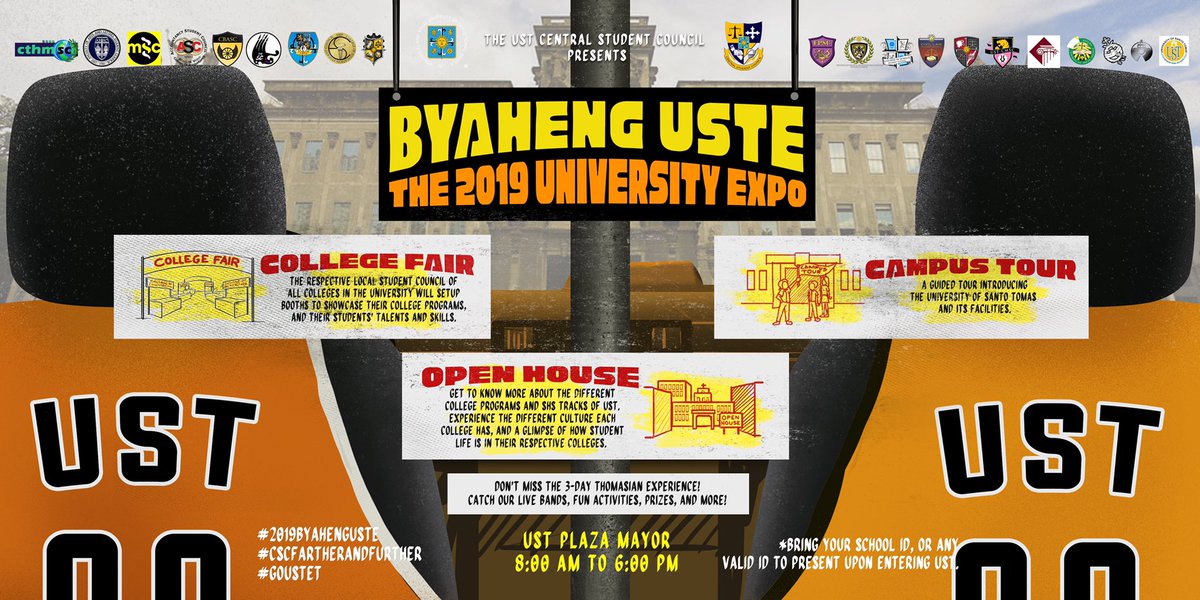 USTofad's tweet image. See you tomorrow, future Thomasians! 🐯

Don’t forget to bring your school ID or any valid ID upon entering UST. 

#2019ByahengUSTe
#CSCFartherAndFurther
#GoUSTET
#2019UniversityExpo