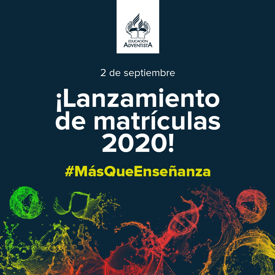 ✨ ¡Llegó el día! ✨Hoy lanzamos oficialmente las matrículas para el 2020. 

Si deseas recibir información y hacer consultas al colegio adventista más cercano a ti, completa este formulario 😉
=> educacionadventista.com/matriculas/ 

#MásQueEnseñanza
