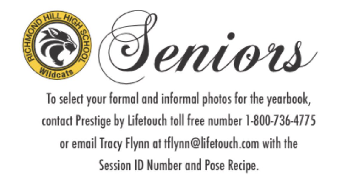 A message for all Seniors, make sure to choose your formal and informal Senior photos for the yearbook! The deadline is approaching!