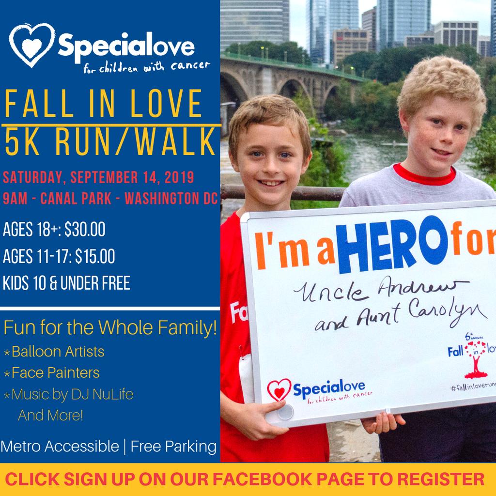 specialove_org's tweet image. The #FallInLove5K is coming fast, registered now! Fun for the whole #family with face painting, balloon artists, &amp;amp; more! Sign up today! bit.ly/2HtzETs #specialove #fundraiser #5k #5krace #childhoodcancer #dcruns #mdruns #varuns #washingtondc