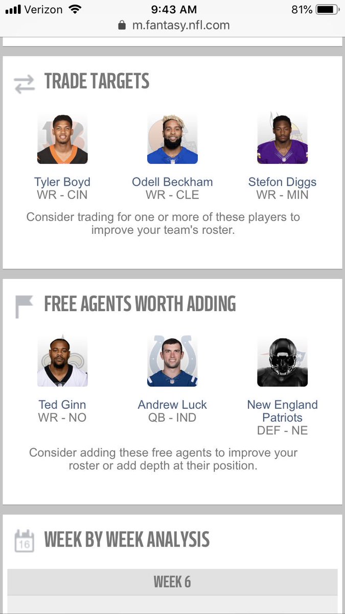 jillfay's tweet photo. Have to say, I’m a little skeptical of the @NFLFantasy advice I’ve received following my draft... #FantasyFootball #AndrewLuck https://t.co/Er0HNsPXFB