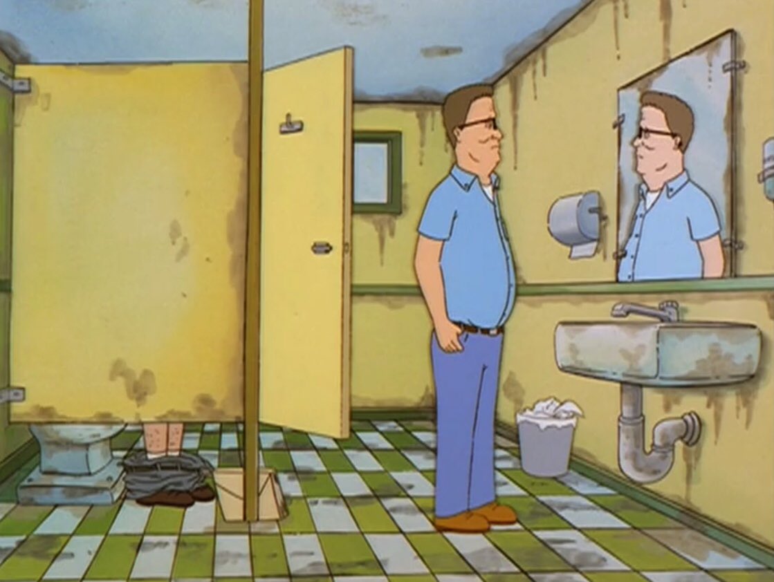 KOTHClub's tweet photo. ALL AROUND ARLEN:

BUCK: “Hank, you ever heard of Holloway Hollows?”

HANK: “Isn’t that that new development that promises ‘Country Club Living’...

...at Price Club prices?”

#KingofTheHill #tv #animation #countryclub #club #prices #priceclub #country #apartments #toilet #work https://t.co/JXGAsaqUIB