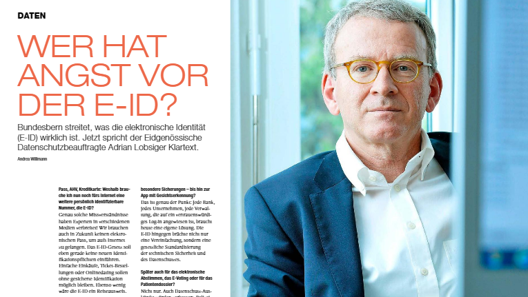 SwissSign's tweet photo. «Wer hat Angst vor der E-ID?» – Der Eidgenössische Datenschutzbeauftragte Adrian Lobsiger erklärt im Magazin zum 3. Schweizer #Digitaltag, weshalb und wozu man die #eID braucht.  https://t.co/k3IdaqfSnf #SwissDigitalDay https://t.co/Bv5lnnabFX