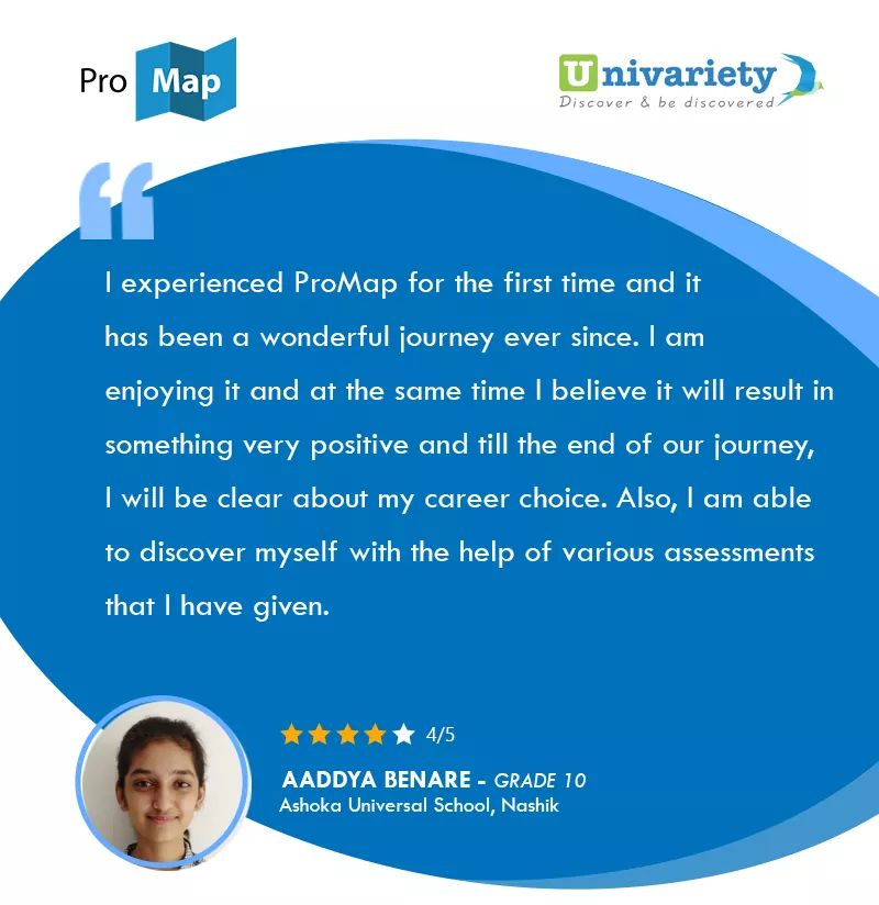 ProMapIndia's tweet photo. Here's what Aaddya Benare from Ashoka Universal School, Nashik has to say about #ProMap.
Find out more about ProMap here: https://t.co/pASt5aE1IO
#BeyondAcademics #Testimonial #StudentProfileBuilder #CareerGuidance #Counselling #Education #School #Students #Scholarships https://t.co/KcsRLBa2R7