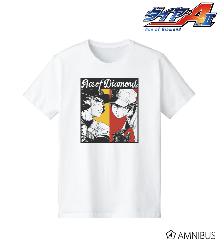 dace_goods's tweet photo. AMNIBUSで予約開始！ 
ダイヤのA actⅡ Tシャツ https://t.co/XTtY9jvRNK 沢村栄純と御幸一也をフレーミングし、鮮やかなカラーリングの背景を合わせたデザインに仕上げました。 https://t.co/FgaU4FmsFE
