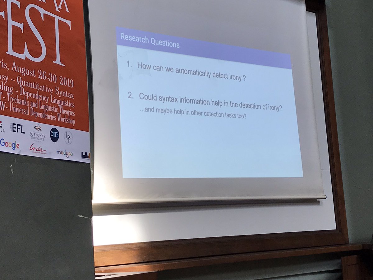 zehavoc's tweet image. #SyntaxFest2019. Talk on Twitter Treebank created for Sentiment Analysis in mind, TwitterO-UD with irony and sarcasms being annotated