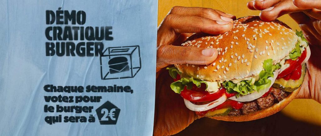 OSFUBouffe's tweet photo. Choisissez votre burger préféré à 2€ chez Burger King avec “Démocratique Burger” https://t.co/ORTp9W2aBb https://t.co/28mJB52YwQ