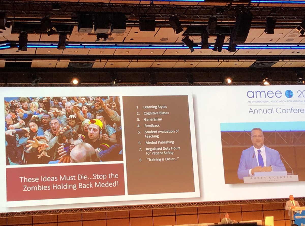 Really enjoyed @drjfrank’s entertaining PechaKucha presentation on 8 ideas in #MedEd that must die. @AMEE_Online #AMEE2019