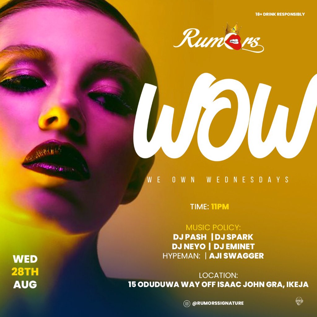 smeagolcreation's tweet photo. We own Wednesdays!
Flyer done for Rumors Night Club.
Creative and colorful, with astute uniqueness.
Give us a call now
@smeagolcreations #designs #wowdesigns #rumors #djeminet #djspark #ikeja #lagos #naija #smeagolcreations #brochures https://t.co/4uqD2pj3Pk