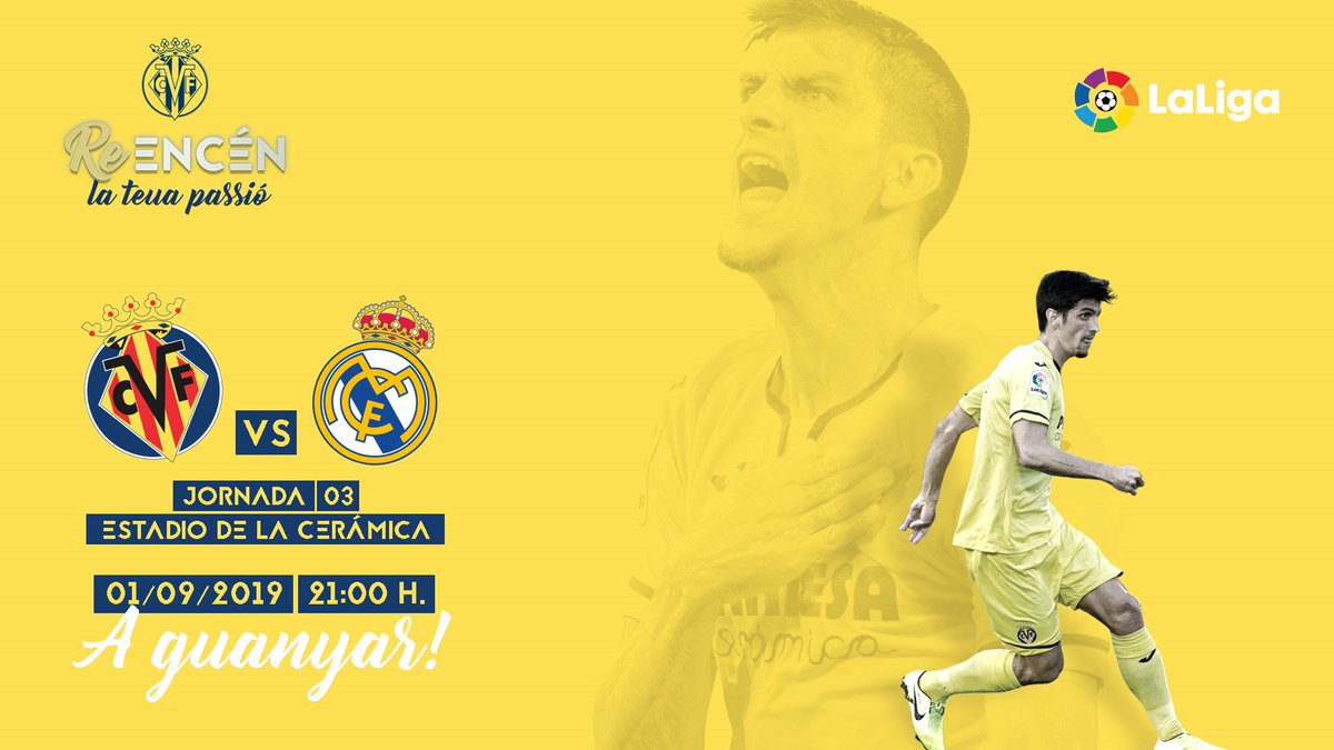 VillarrealCF's tweet image. ¡Díiiiiiiaaaaaa deeeeee paaartiiidaaaazooooo! ¡Vamos, Submarino ✊💛!

🆚 @realmadrid
🕘 21.00h
🏟️ Estadio de la Cerámica
🏆 @LaLiga
🗓️ Jornada 3
📺 @MovistarPlus
📱 #VillarrealRealMadrid