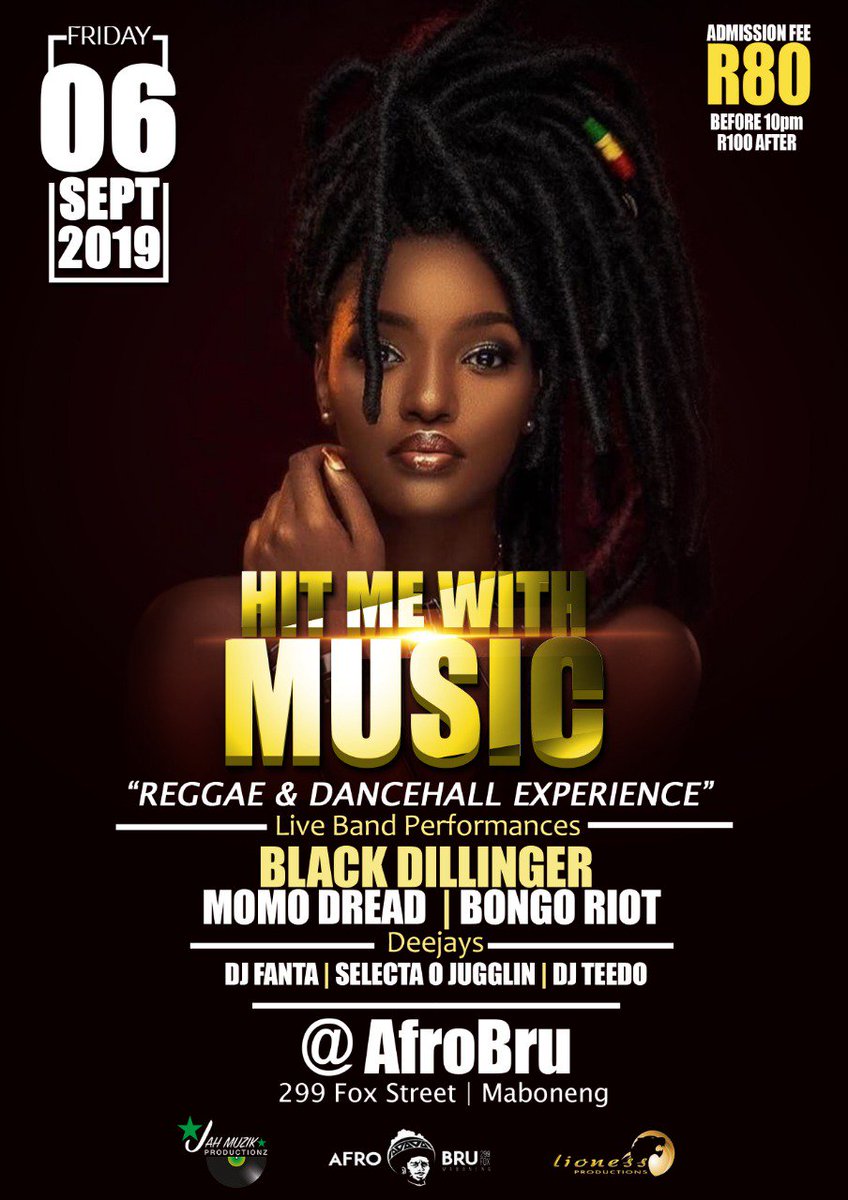 LionessProdSA's tweet photo. #HitMeWithMusic "Reggae & Dancehall Experience" right at the heart & essence of Jozi, Maboneng! β€ππ
#LiveReggaeMusic #irievibez #iriepeople #maboneng #jozi #JahMuzikProductionz #LionessProductions #AfroBru
See you there! https://t.co/FRqbB2mFfn