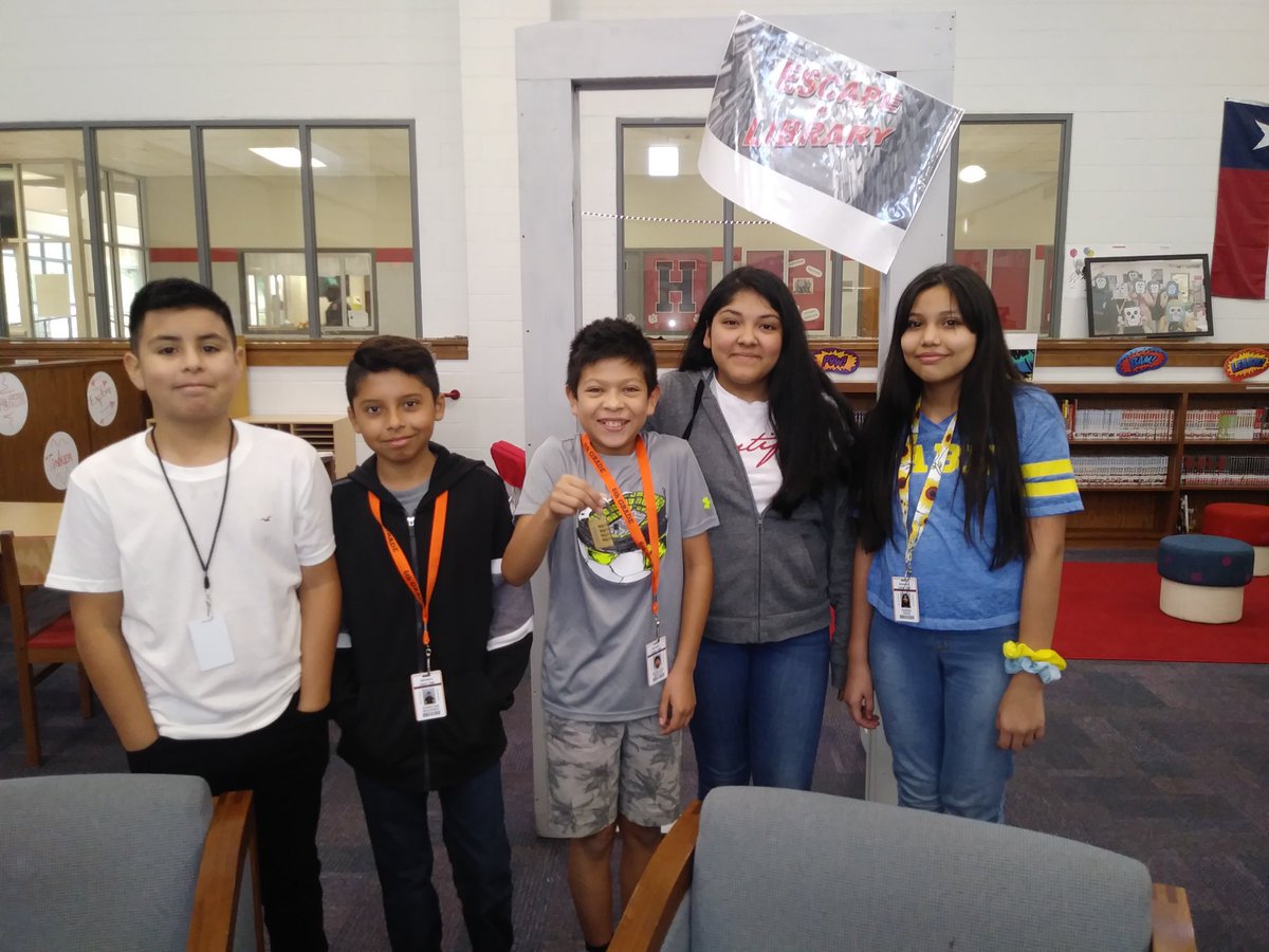 AmandaMF55's tweet photo. 6th graders "Escaped the Library" this week during library orientation. It was a great way for them to become familiar with the library and all that it offers. @SplendoraJH @SplendoraISD https://t.co/MZxQpuyIpT