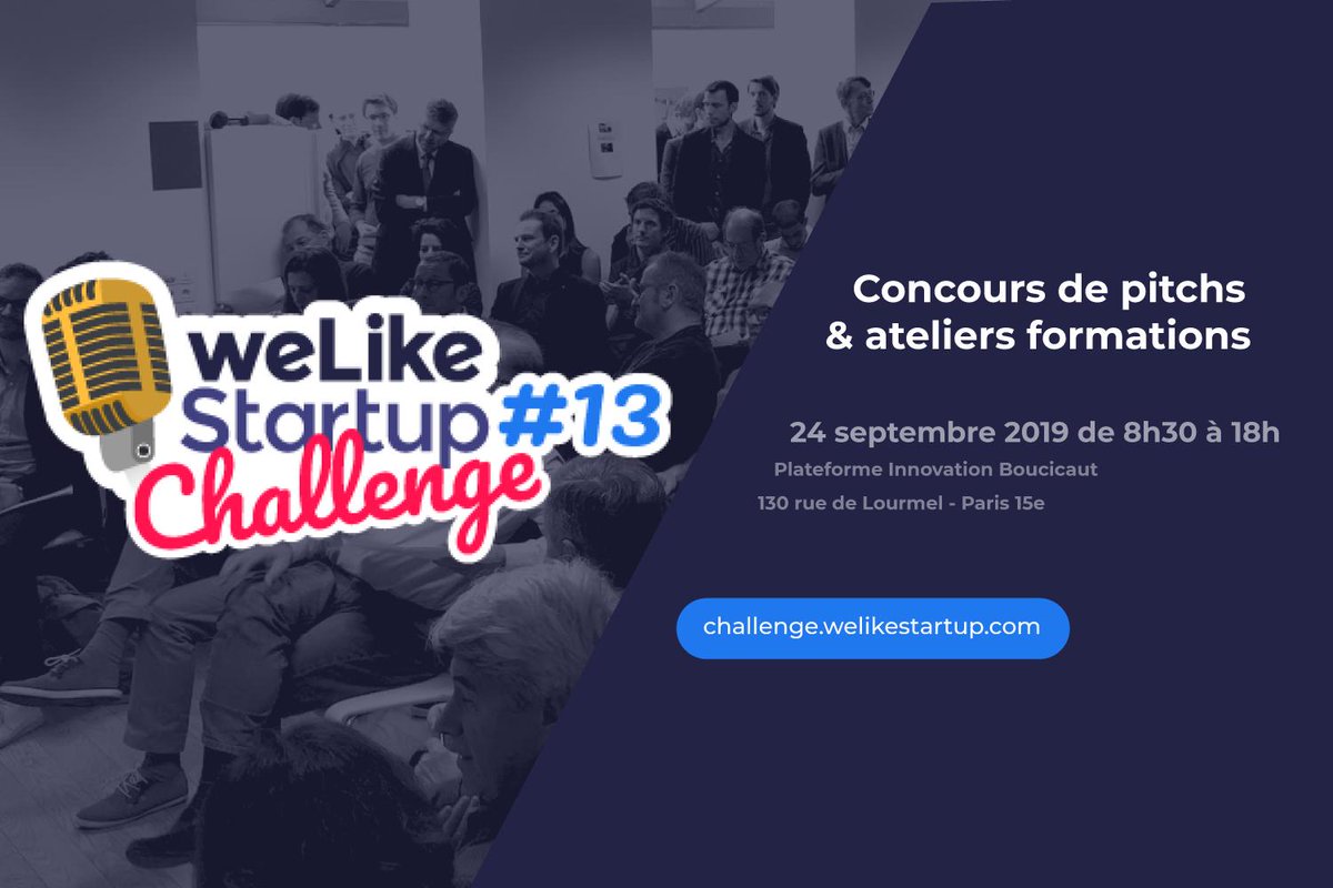 [Evénement de la rentrée👩‍🏫]
C'est reparti🚀 ! 13e édition du #WLSChallenge🏆 le 24/09 avec 10K€ de dotation en jeu💶 
Inscriptions ouvertes et places limitées !
challenge.welikestartup.com
#concours #pitch #startups #BusinessAngels #startupevent #innovation #challenge #defi
