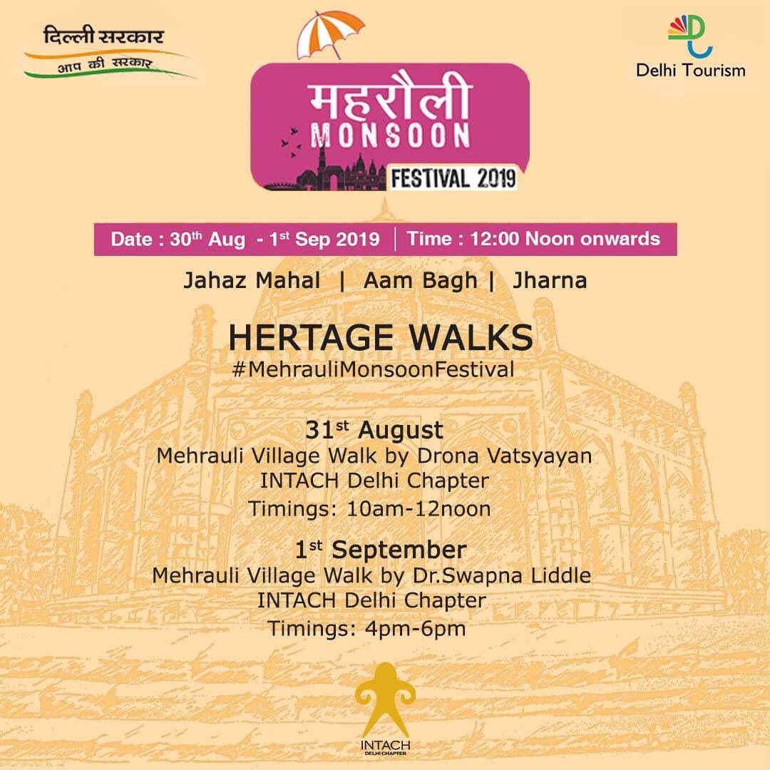 #MehrauliMonsoonFestival Join our walks and explore the rich heritage of Mehrauli with our walk leaders. Dates - 31st Aug & 1st Sep 2019 Charges - Free of Cost To register, drop us an email at kanika.intach@gmail.com