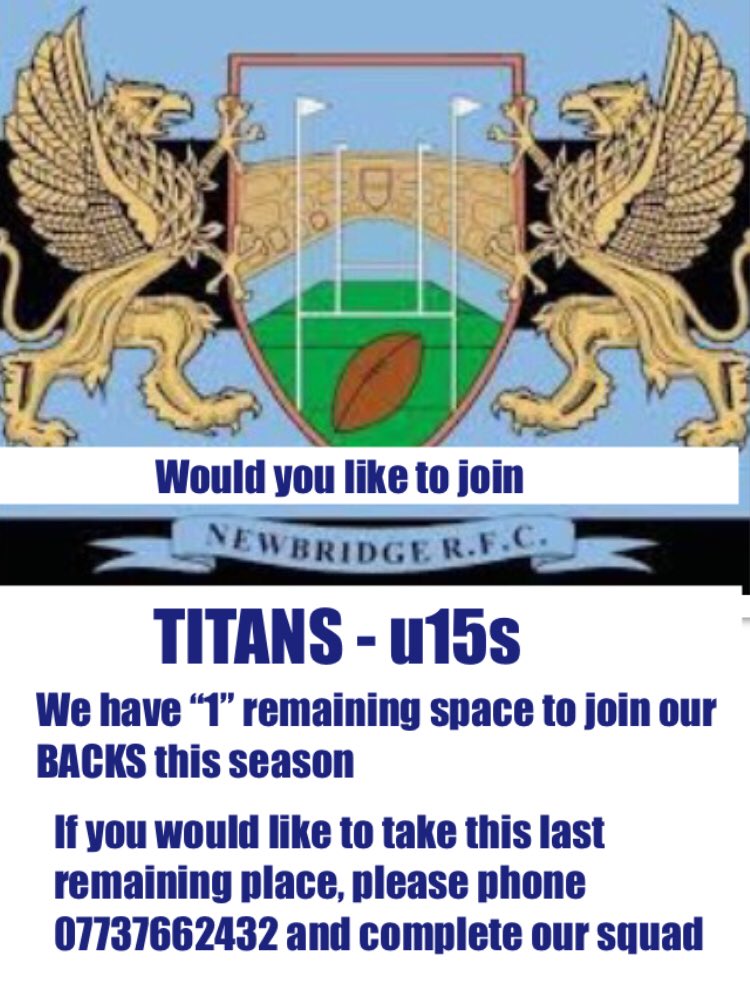 Newbridge RFC Titans (@newbridgetitan1) on Twitter photo Please RT this post and help us complete our squad for season 2019/2020 <a href="/ISRU15s/">Islwyn Schools Rugby</a> <a href="/rhymney_valley/">Rhymney Valley Schools Rugby</a> <a href="/GMG_DistrictA/">District A GMG</a> <a href="/blackwood_pe/">Blackwood Sport</a> <a href="/IslwynHighSport/">Islwyn High Sport</a> <a href="/newbridgerfc/">Newbridge Rugby</a> <a href="/newbridgepe/">Newbridge PE Dept</a> @dragonsrugby <a href="/Dragons_Academy/">Dragons Academy</a> Please RT this post and help us complete our squad for season 2019/2020 <a href="/ISRU15s/">Islwyn Schools Rugby</a> <a href="/rhymney_valley/">Rhymney Valley Schools Rugby</a> <a href="/GMG_DistrictA/">District A GMG</a> <a href="/blackwood_pe/">Blackwood Sport</a> <a href="/IslwynHighSport/">Islwyn High Sport</a> <a href="/newbridgerfc/">Newbridge Rugby</a> <a href="/newbridgepe/">Newbridge PE Dept</a> @dragonsrugby <a href="/Dragons_Academy/">Dragons Academy</a>